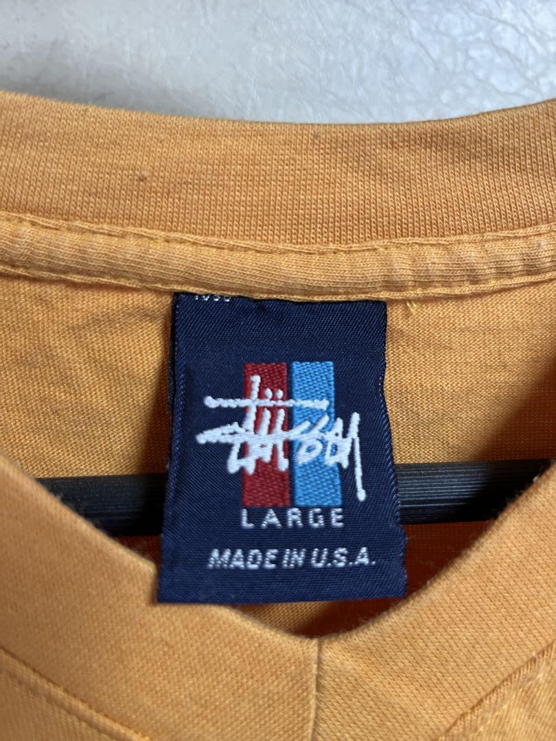 STUSSY USA製 VネックLサイズ1990代赤青タグ　レア物