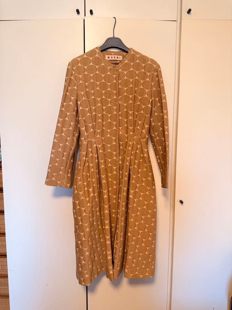MARNI ベージュ ドットパターン ロングコート 40M marni