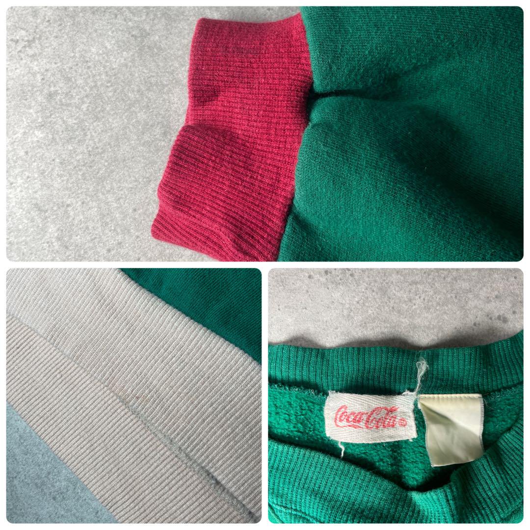 コカコーラ トレーナー 90s 極太アーム 刺繍 国旗デザイン 前V