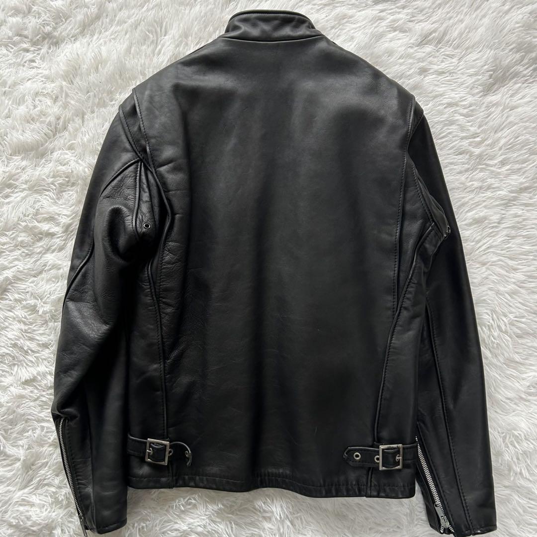 【美品】ショット　シングルライダースジャケット　レザー　本革　ボアライナー　36