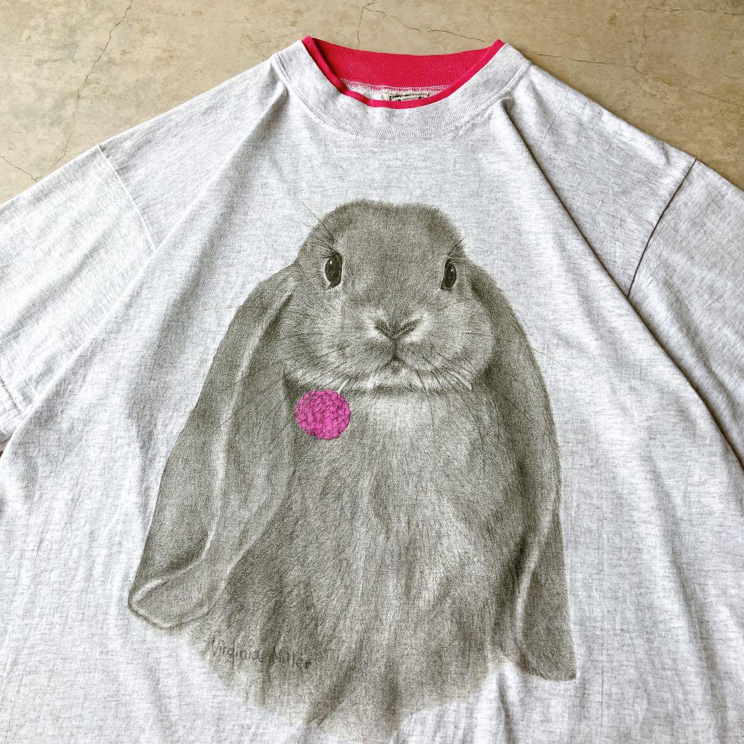 90s USA製 リンガーTシャツ 動物 うさぎ - メルカリ