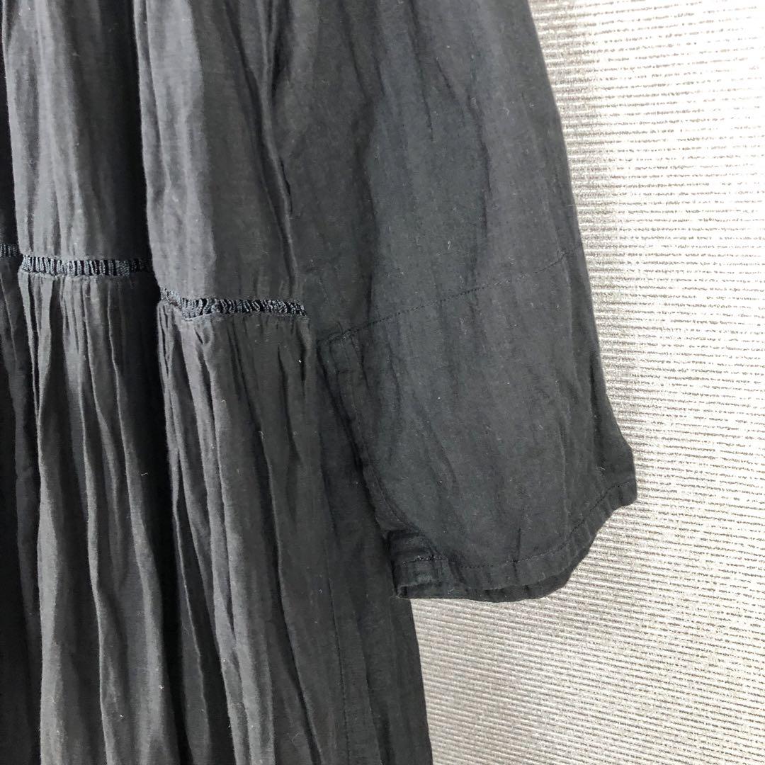 ヌキテパ コットンボイル パネル ロングスリーブ ワンピース