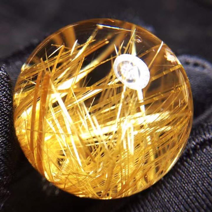 【天然】タイチンクオーツ ルース 28.4mm オフライン販売 28.4mm ルース 天然タイチンゴールドルチルクォーツ 各種パーツ
