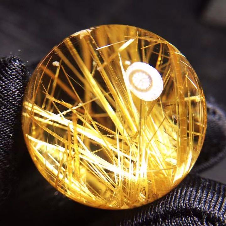 【天然】タイチンクオーツ ルース 28.4mm オフライン販売 28.4mm ルース 天然タイチンゴールドルチルクォーツ 各種パーツ