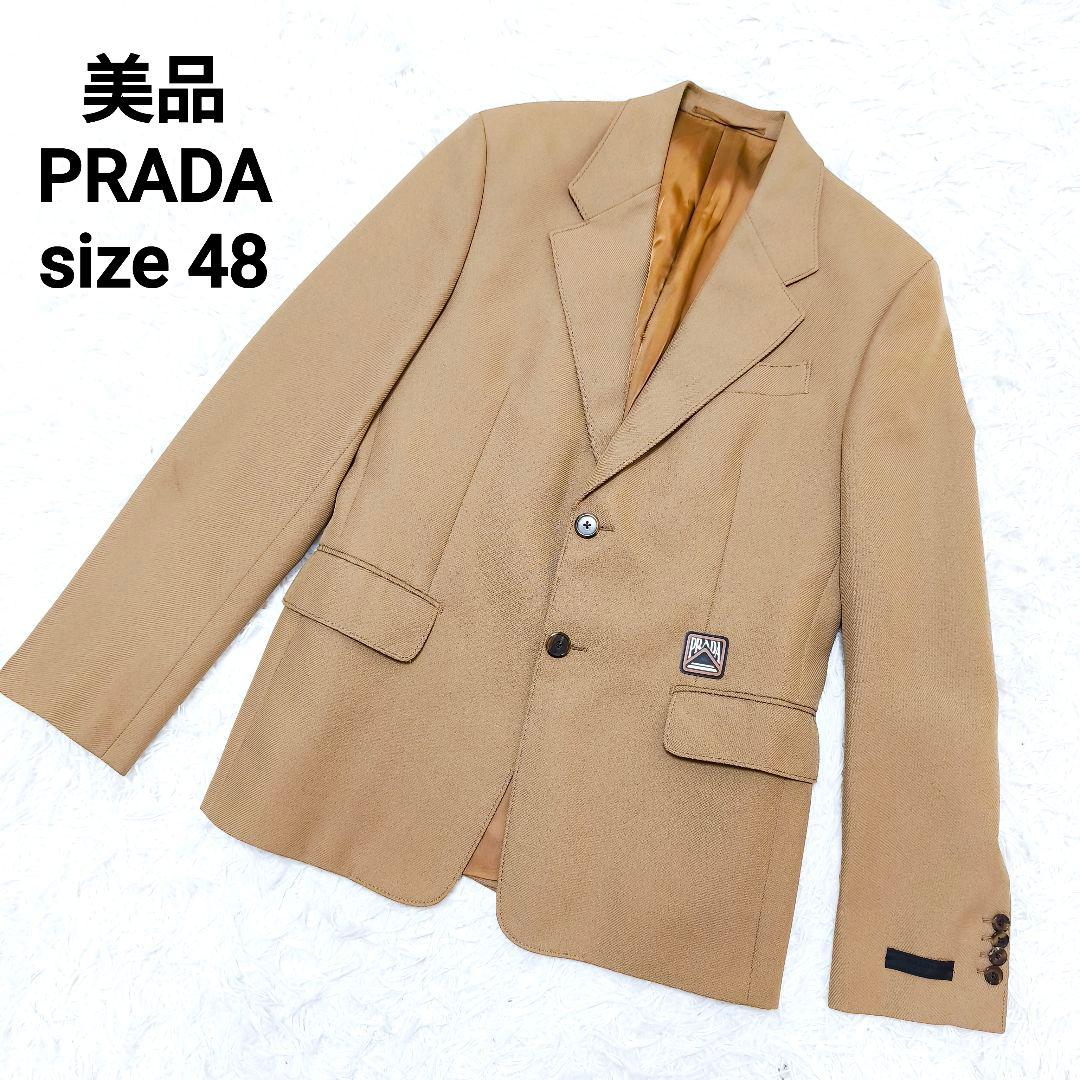 PRADA プラダ ラバーロゴ テーラードジャケット キャメル 48L PRADA