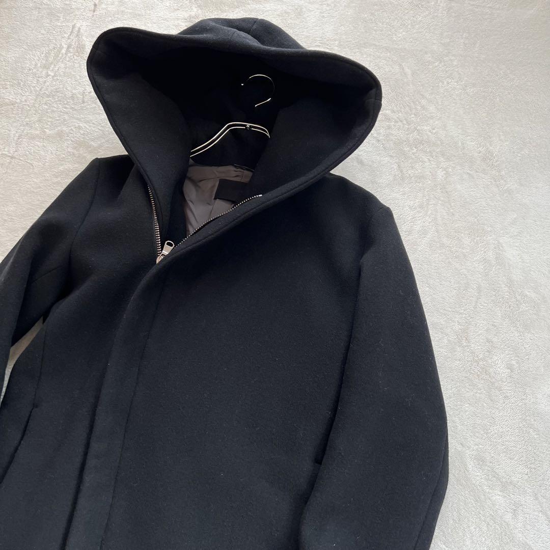 【美品】ジュンハシモト ラップコート wrapcoat フード ダブルジップ 黒