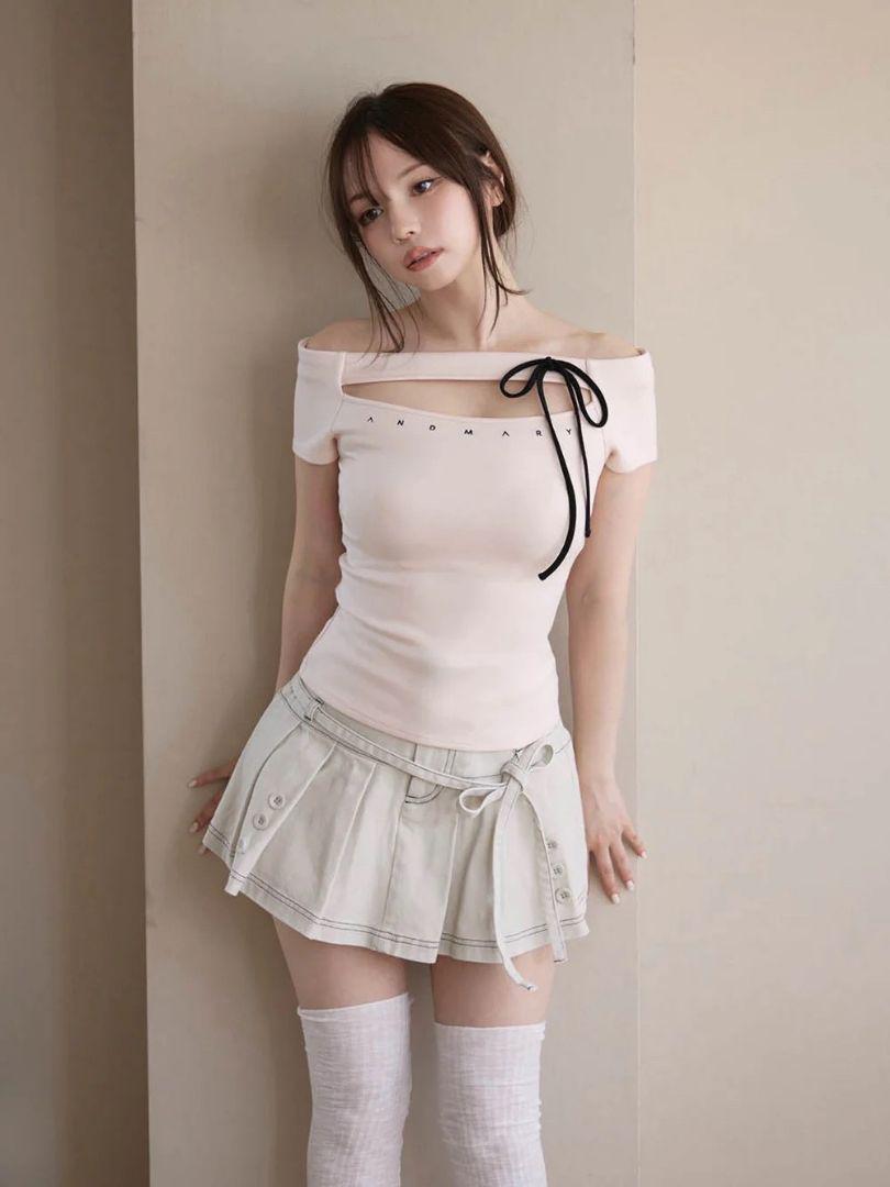 トップス andmary Dada ribbon tops pink beige andmary Dada ribbon tops pink beige - メルカリ