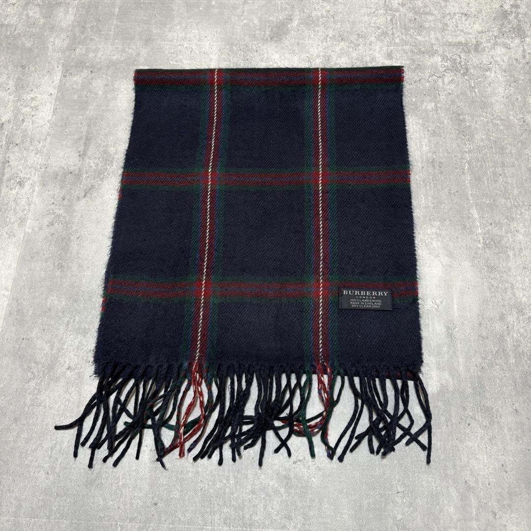 BURBERRY LONDON バーバリー　ウール　マフラー　濃ネイビー