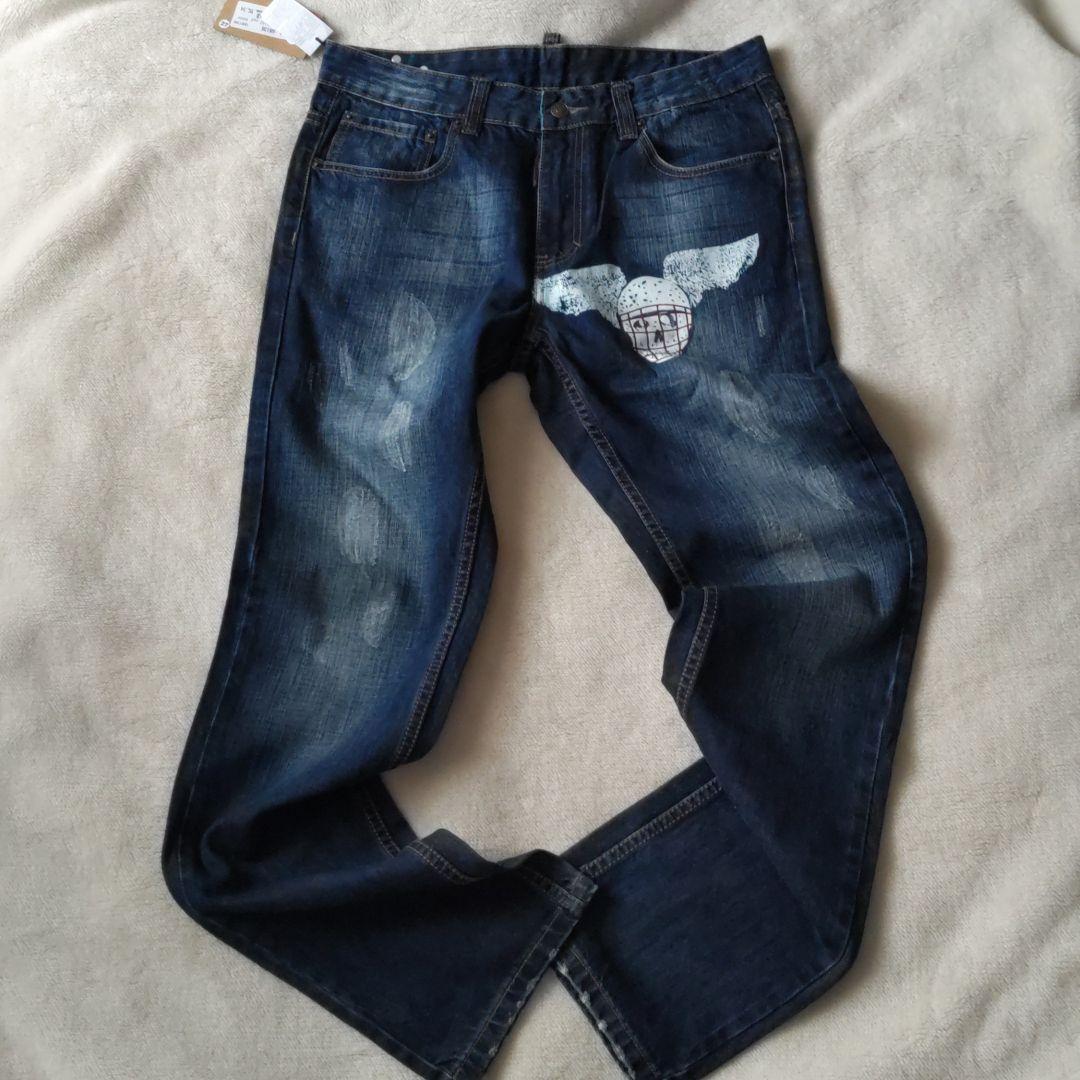12610円 新年の贈り物 新品 未使用 DSQUARED2 デニム ダメージ加工 スカル プリント 前タグ