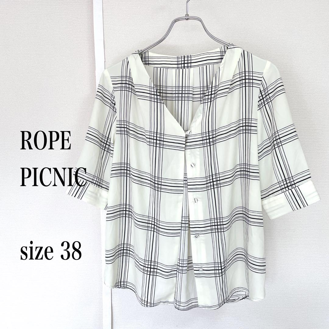 ROPE PICNIC ロペピクニックチェック柄 五分袖シャツ サイズ38