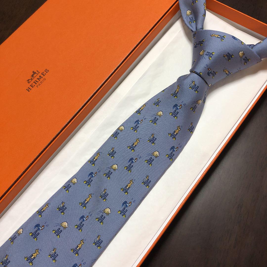 HERMES エルメス ネクタイ H柄 青 羊・ニワトリ・アニマル おしゃれ - メルカリ HERMES エルメス ネクタイ H柄 青 羊・ニワトリ・アニマル おしゃれ - メルカリ