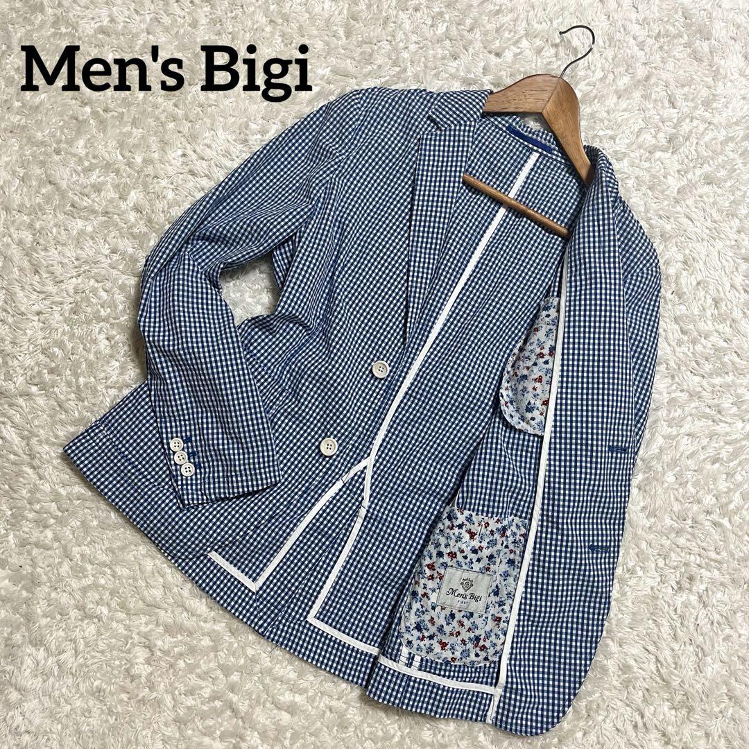 ✨極美品✨Men's Bigi テーラードジャケット 裏地花柄 シアサッカー