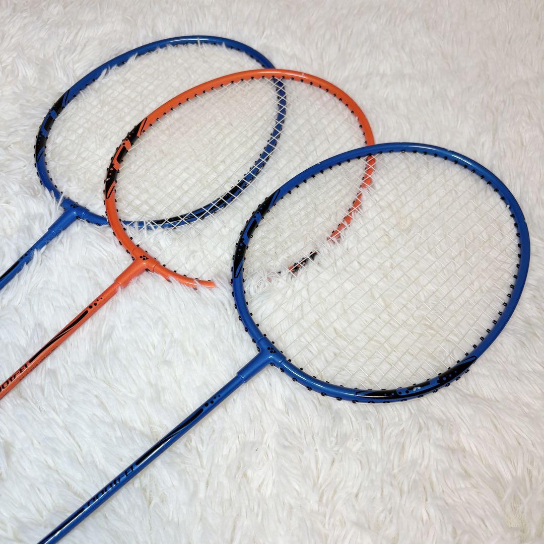 YONEX ヨネックス B-4000 バトミントン ラケット 3本セット 青 橙