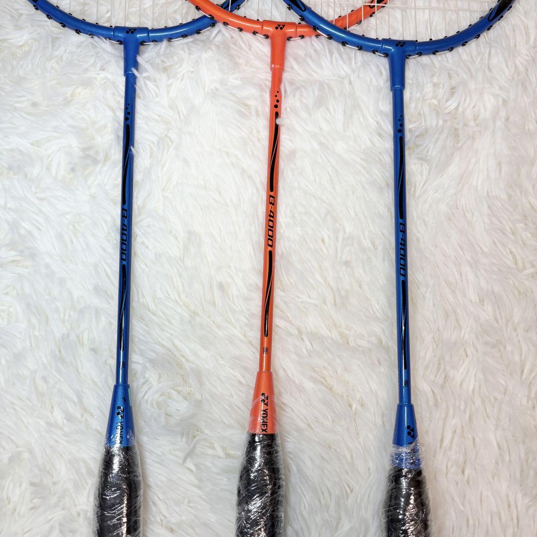 YONEX ヨネックス B-4000 バトミントン ラケット 3本セット 青 橙