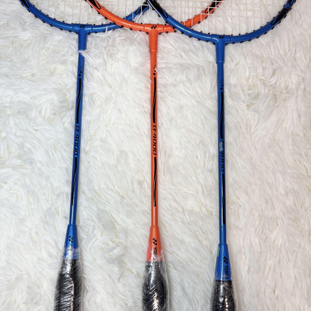 YONEX ヨネックス B-4000 バトミントン ラケット 3本セット 青 橙