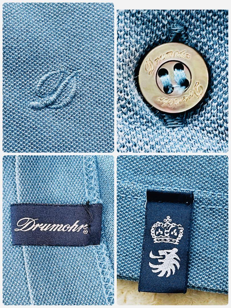 Drumohr × BEAMS F 別注 イタリア製 ブルー 鹿の子ポロシャツ