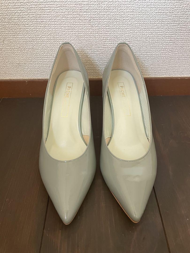 エナメル最高パンプス　人気のくすみグリーン