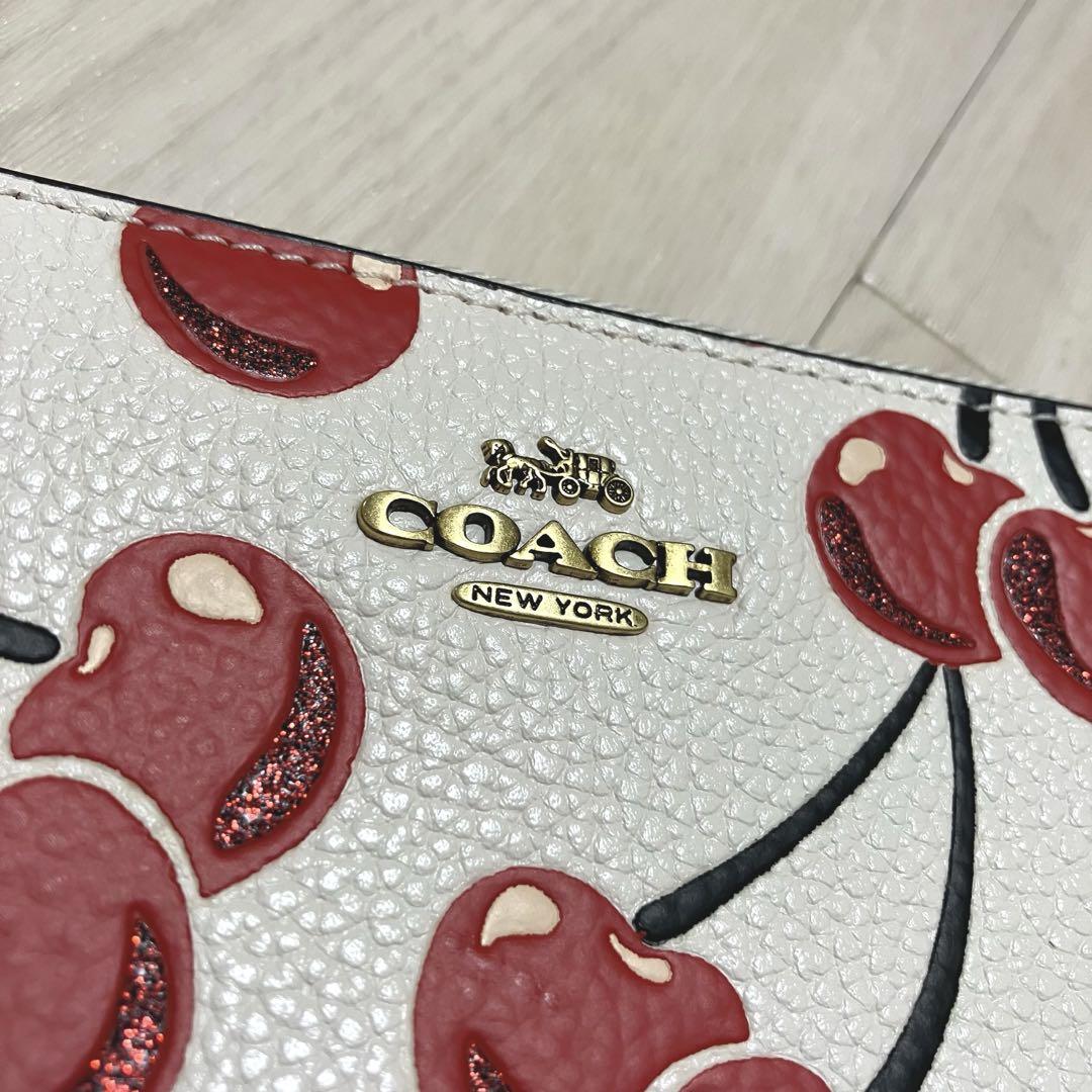 COACH コーチ チェリー ラウンドジップ アコーディオン ウォレット 長財布