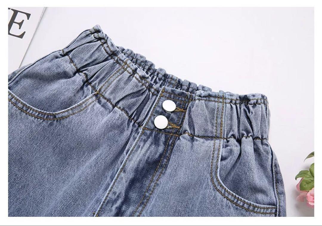 女性用オーバーサイズデニムパンツ！弾性ウエストで楽ちんコーデに◎