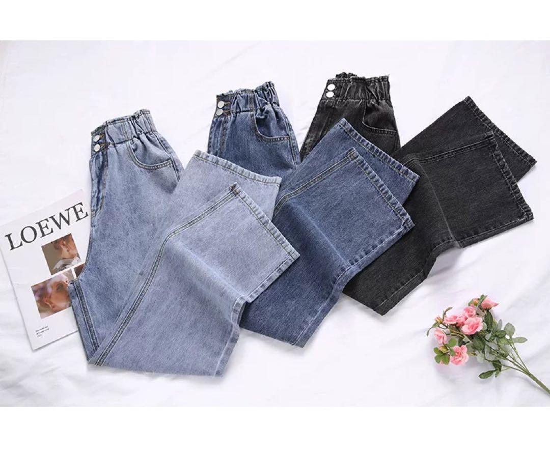 女性用オーバーサイズデニムパンツ！弾性ウエストで楽ちんコーデに◎