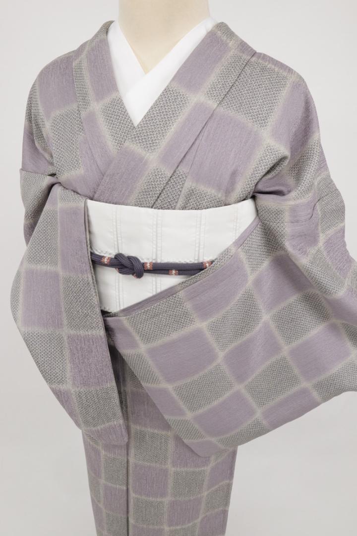 単衣＊夏のはじまり＊縞 市松模様 小紋着物 A653 | kimono tento