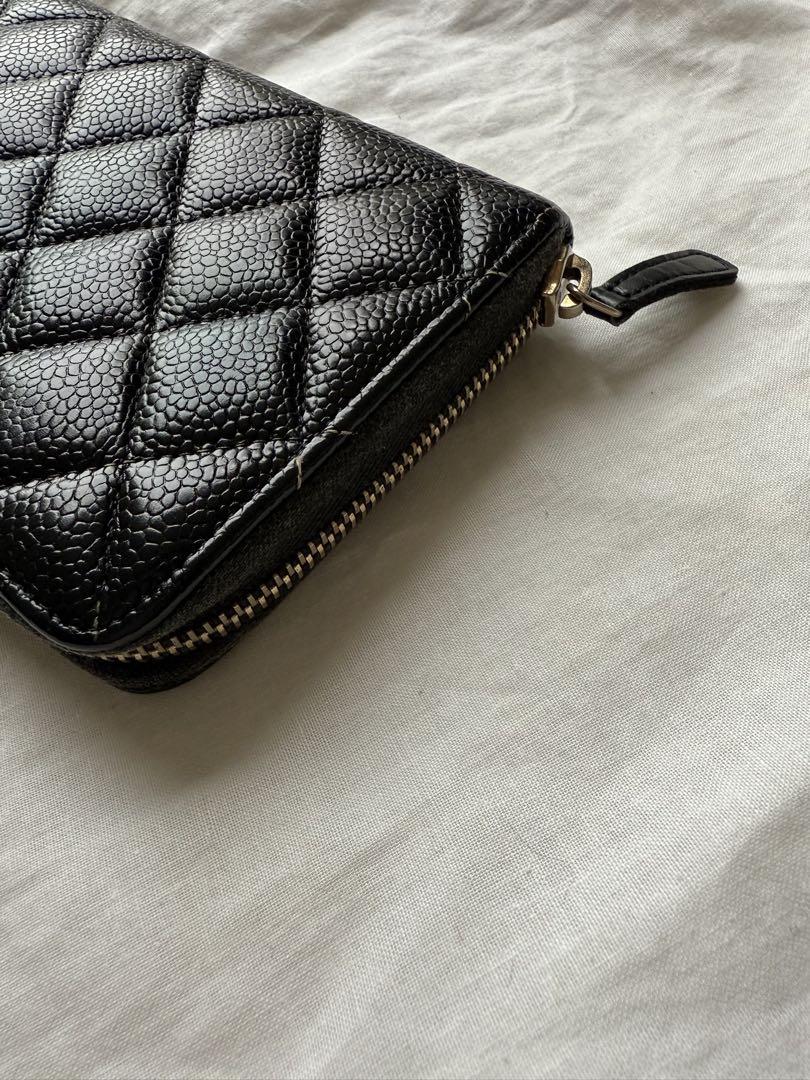 CHANEL キャビアスキン マトラッセ ラウンドファスナーロングウォレット