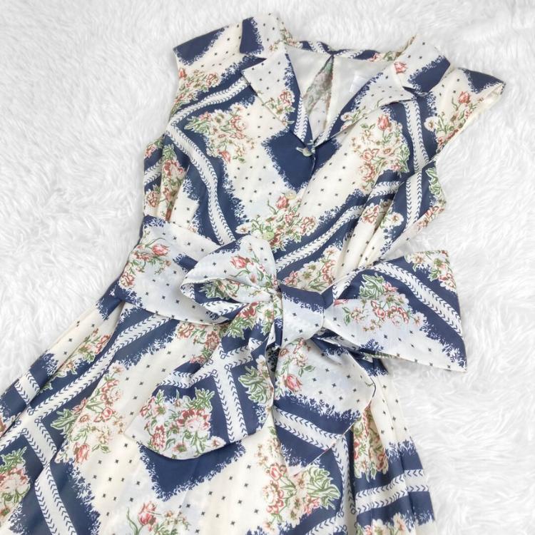 極美品 JILL STUART フラワーシャツワンピース ノースリーブ