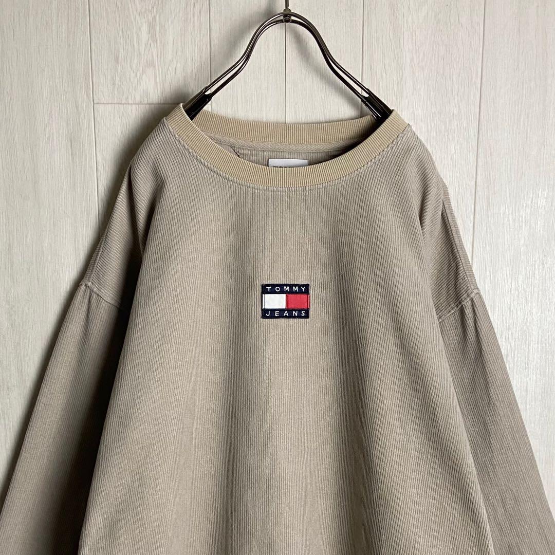 トミージーンズ センター 刺繍ロゴ フラッグロゴ コーデュロイ トレーナー M トミージーンズ センター 刺繍ロゴ フラッグロゴ コーデュロイ