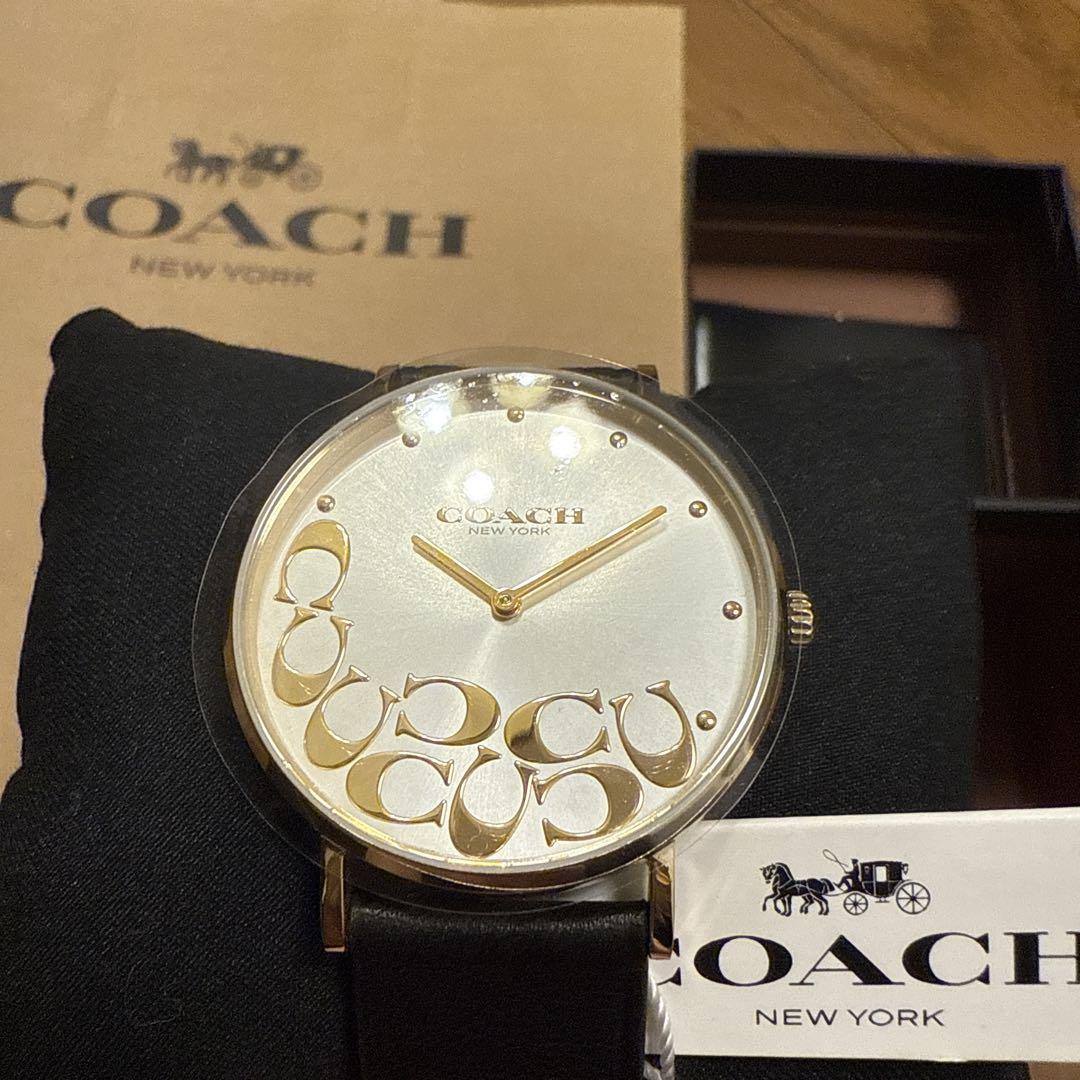 COACH ゴールド アナログ時計 COACH アナログ時計 ゴールド/ブラック - メルカリ