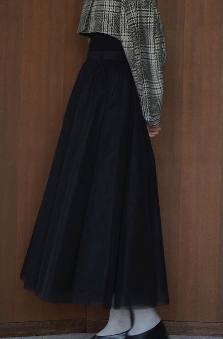 CLANE(クラネ)/VOLUME LONG PANIER SKIRT BLK