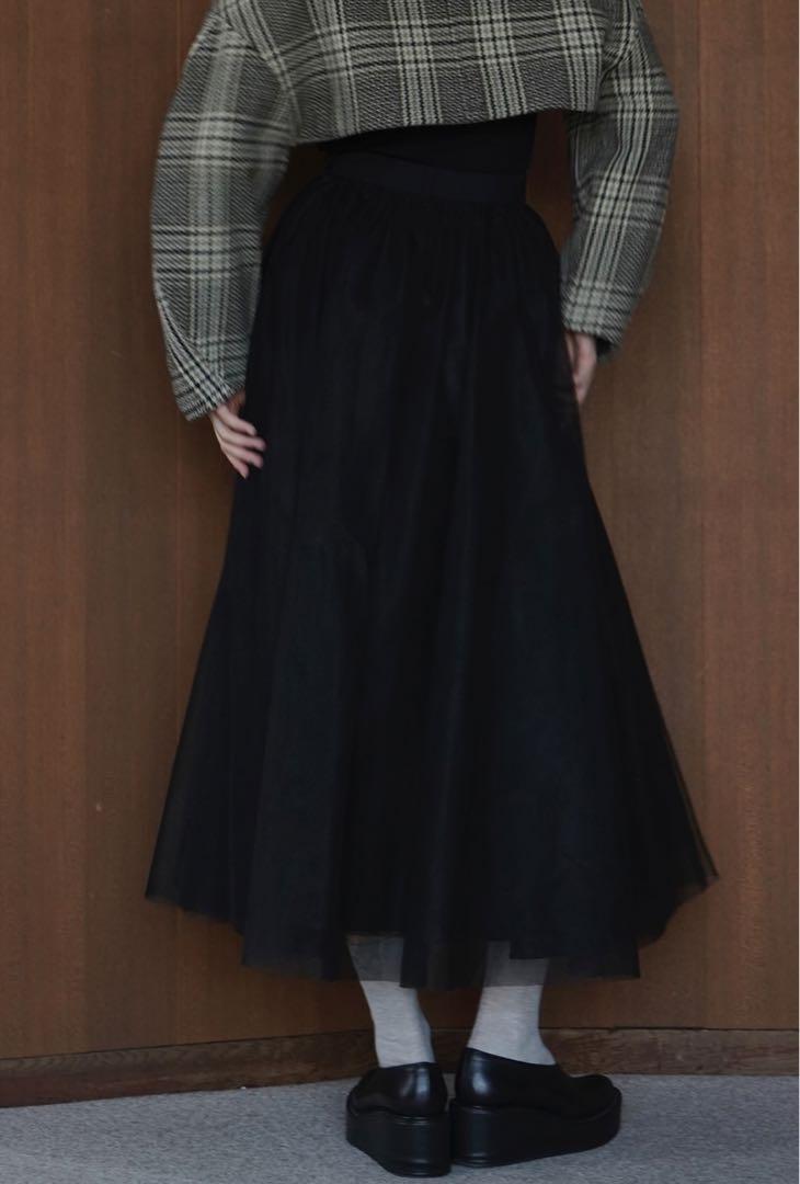 CLANE(クラネ)/VOLUME LONG PANIER SKIRT BLK