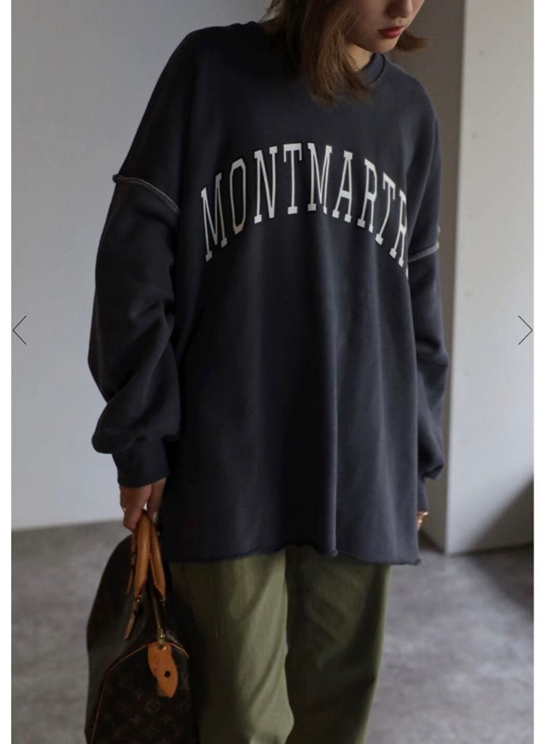 新品】ボンジュールサガン ビッグカレッジスウェット CHARCOAL-GRAY