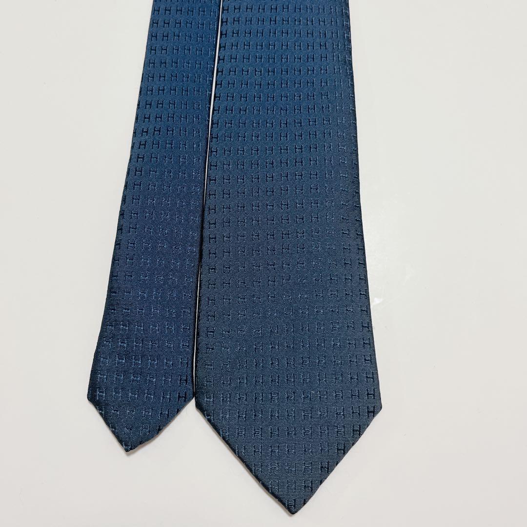 美品 エルメス ネクタイ ハイブランド H柄 ファソネ 光沢 ジャガード 希少