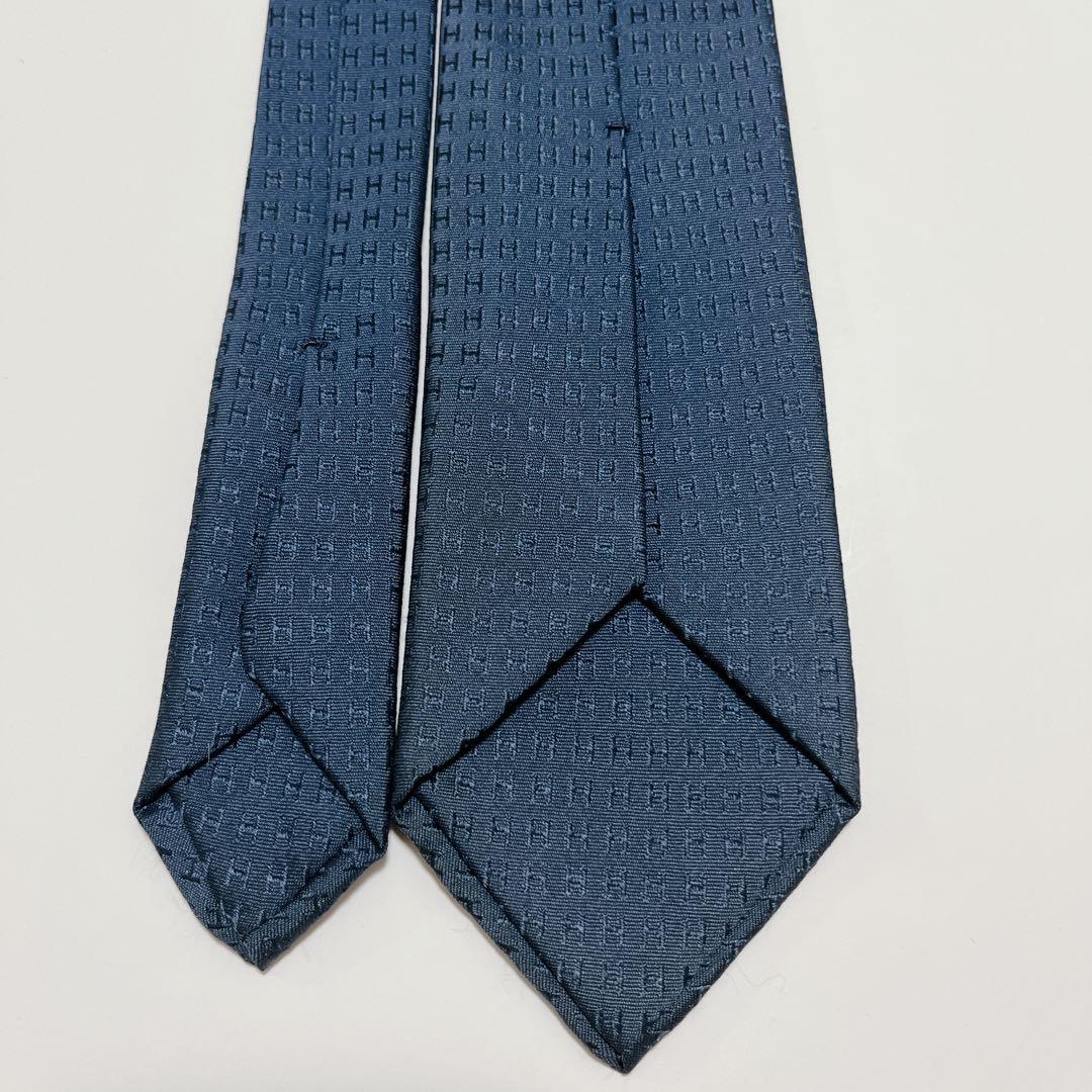 美品 エルメス ネクタイ ハイブランド H柄 ファソネ 光沢 ジャガード 希少