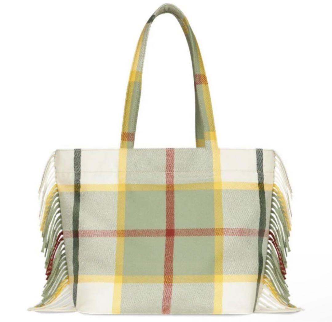 【美品】ETRO　エトロ　トートバッグ　ハンドル付き　チェック柄　オレンジ ETRO - 【美品】ETRO エトロ トートバッグ ハンドル付き