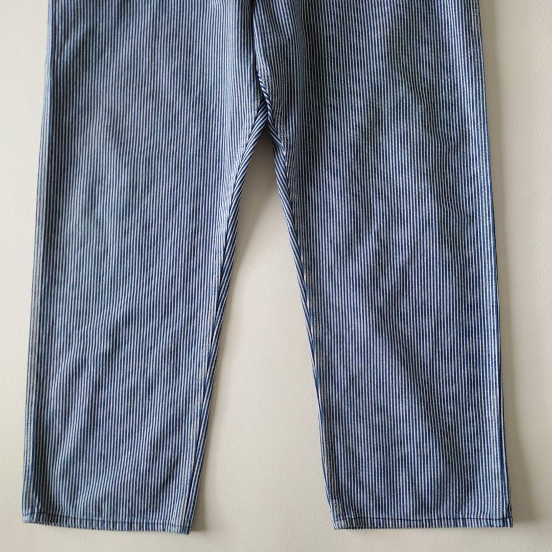 ROUND HOUSE ヒッコリーデニムオーバーオール/古着/実寸W48L30