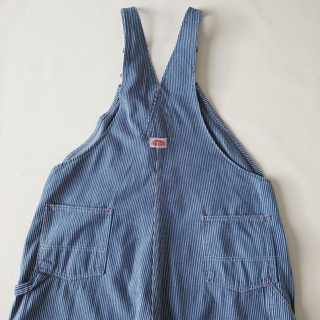 ROUND HOUSE ヒッコリーデニムオーバーオール/古着/実寸W48L30
