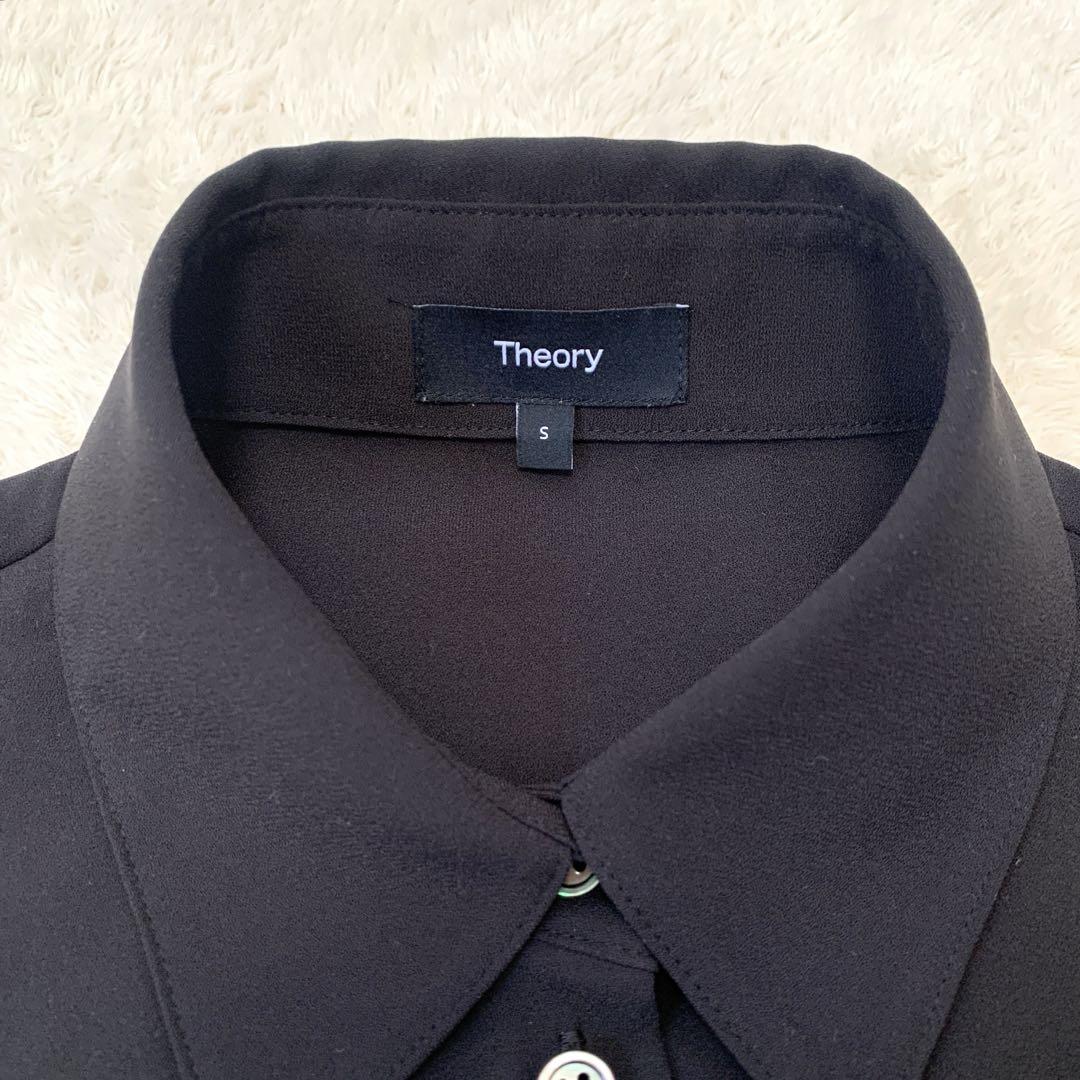 美品 Theory セオリー 2022 ラッフルフリルブラウス シャツ 黒 S