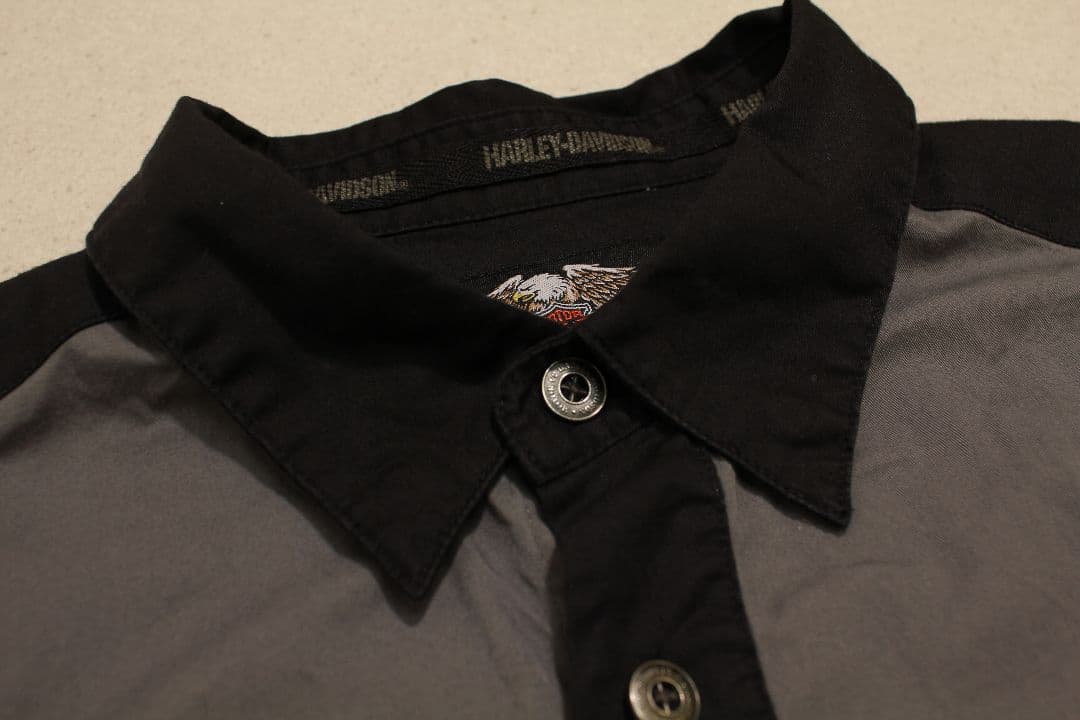 刺繍ロゴ 灰|黒L・Harley-Davidson