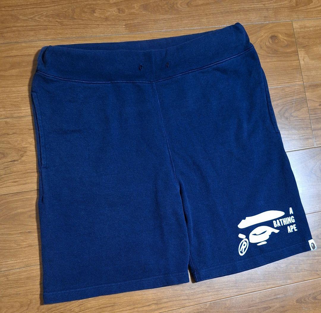 ５【1点限定】アベイシングエイプ ハーフパンツ スウェット ネイビー XLサイズ