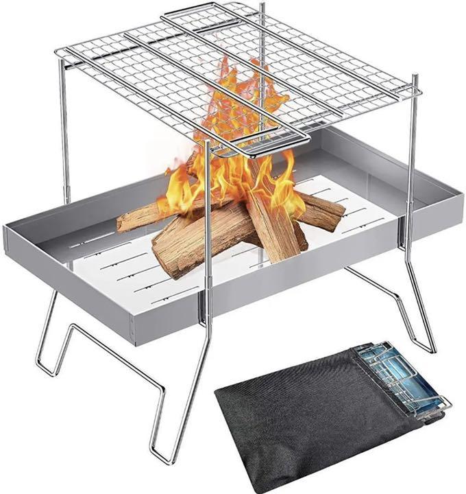⭐️2in1バーベキューコンロ⭐️BBQ キャンプ 簡単組立 安定 アウトドア 登山
