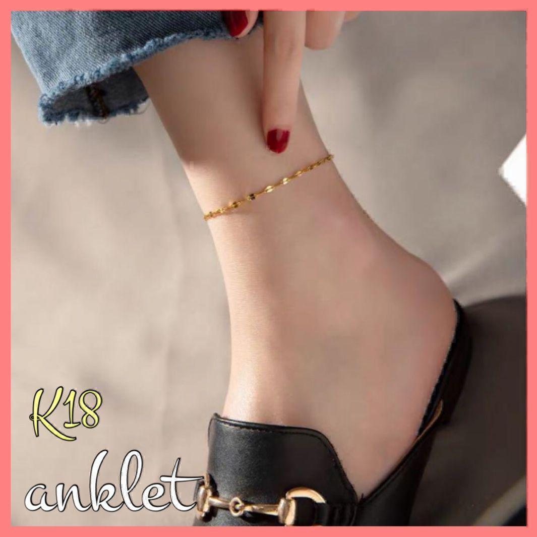 K18 ブレスレット アンクレット シンプル ペタルチェーン アクセサリー