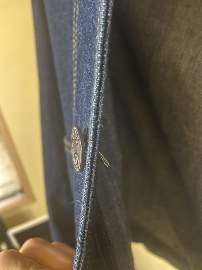HOUSTONデニムカバーオールジャケットUS NAVYチェンジボタン美品S〜M
