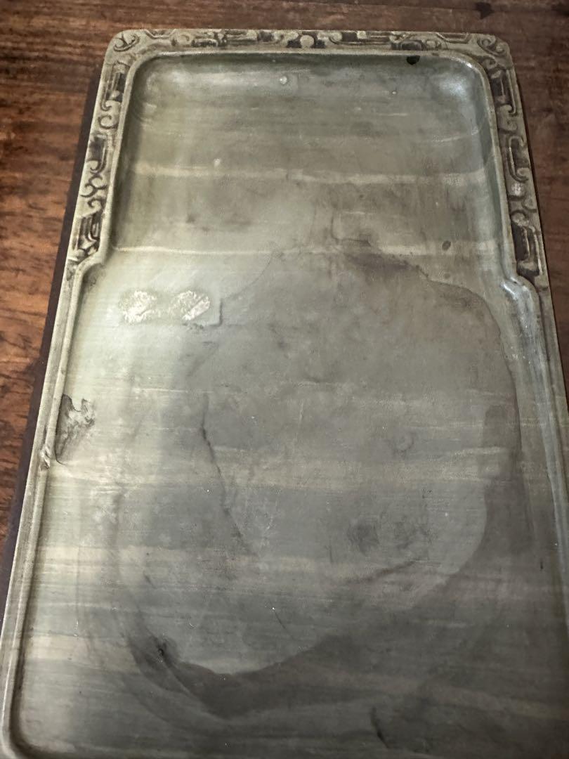 中国硯　唐硯　緑硯　書道　文房具　古美術唐木蓋