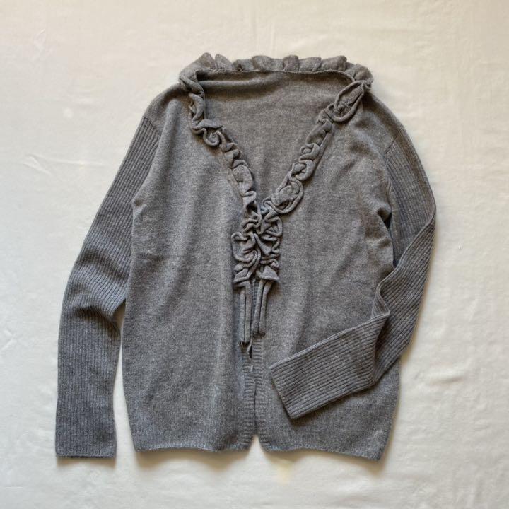 ◇4298 SHIZUKA KOMURO カシミヤシルク フリルカーディガン