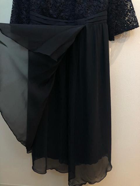新品☆LL紺系♪レース上品アシメデザインワンピース♪結婚式☆b428