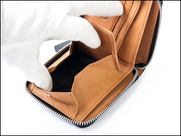 父の日に★ゴダン カイマンクロコワニ革 ラウンドジッパー 折財布8002cpBK