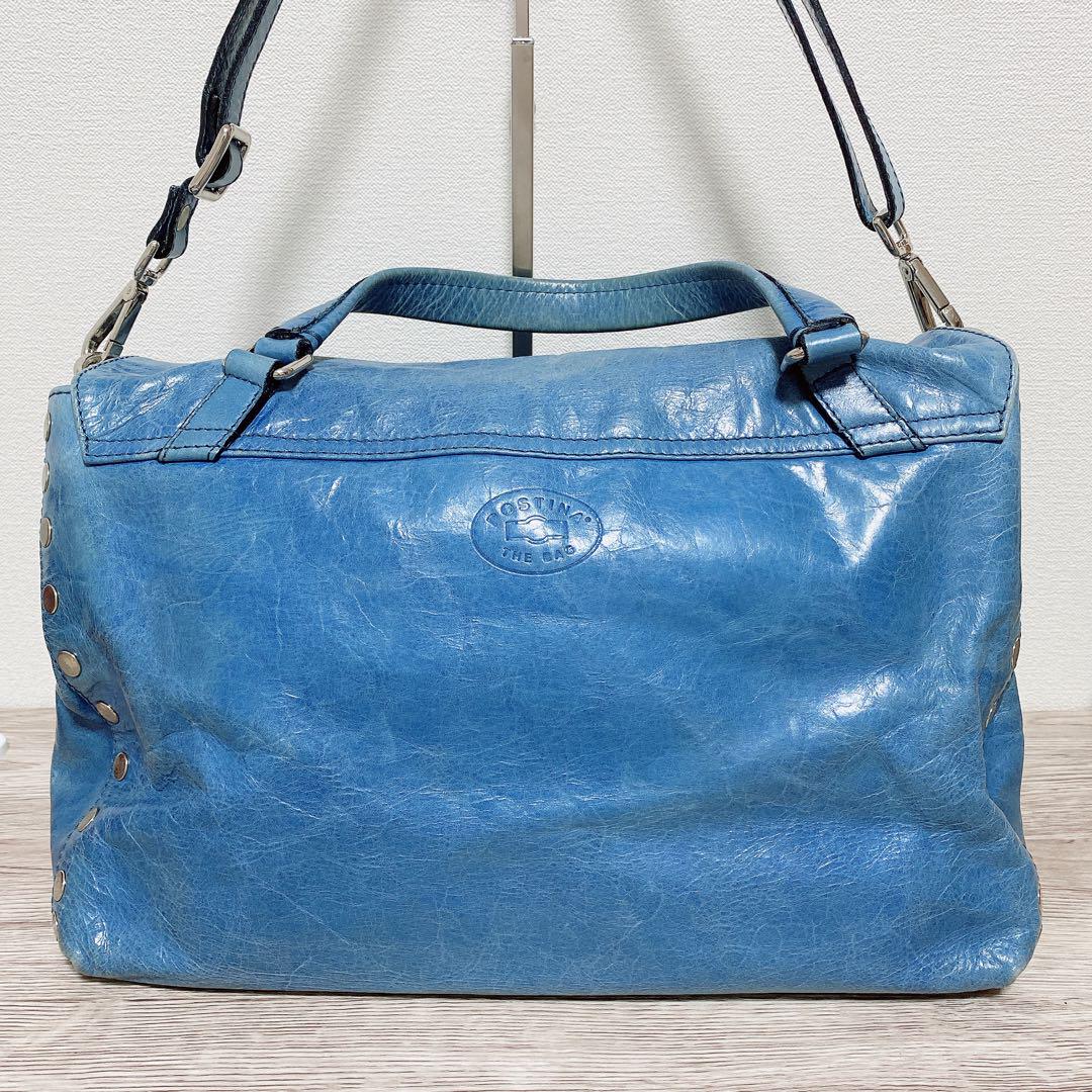 ザネラートZANELLATO 2wayショルダーポスティーナ中古ブルーL ザネラートZANELLATO 2wayショルダーポスティーナ中古ブルーL