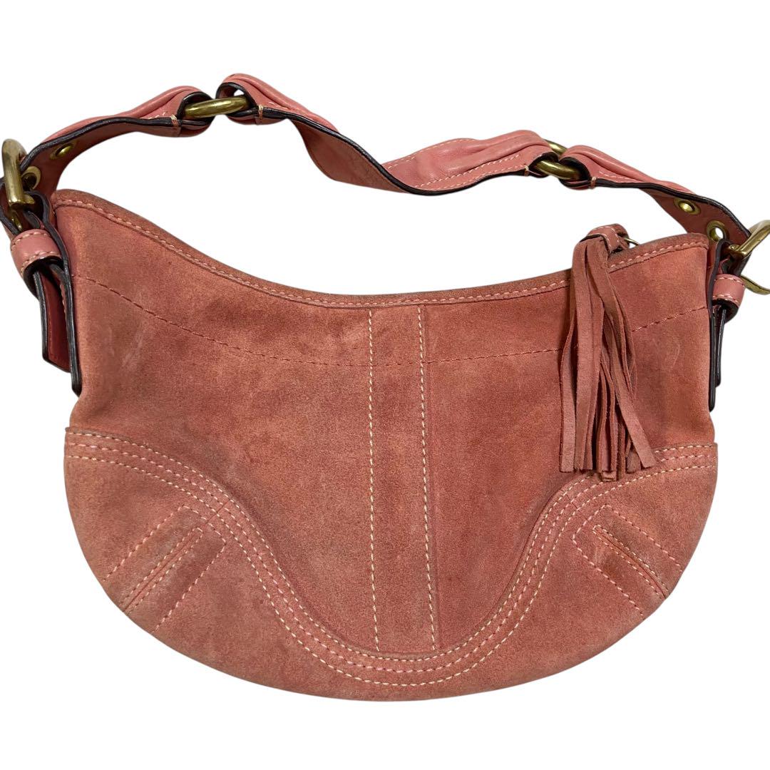 正規品 COACH コーチ スウェード ワンショルダーバッグ ピンク