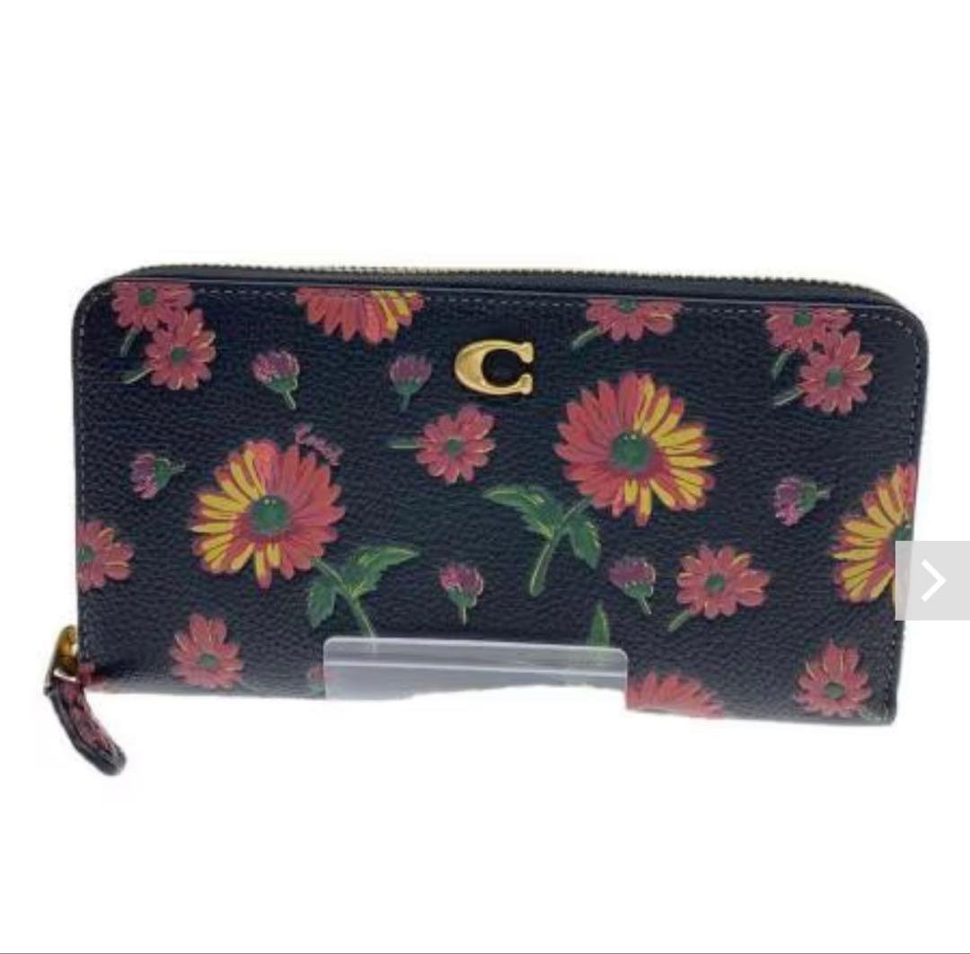 コーチ花柄レザーフローラルプリント長財布